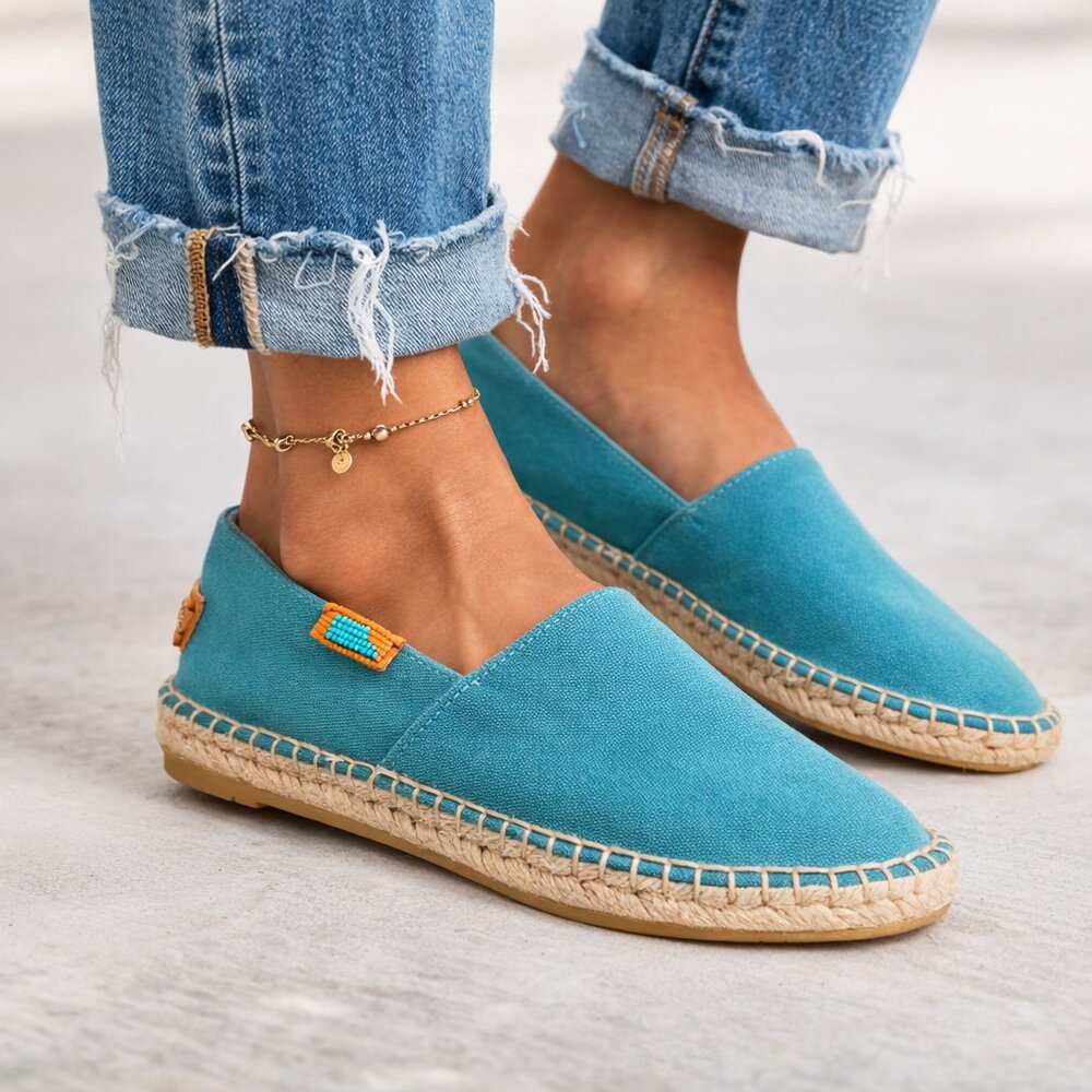 NWOT UBUNTU Life Classic Afidrilles Teal Espadrille Casual Handmade Shoes sz 10